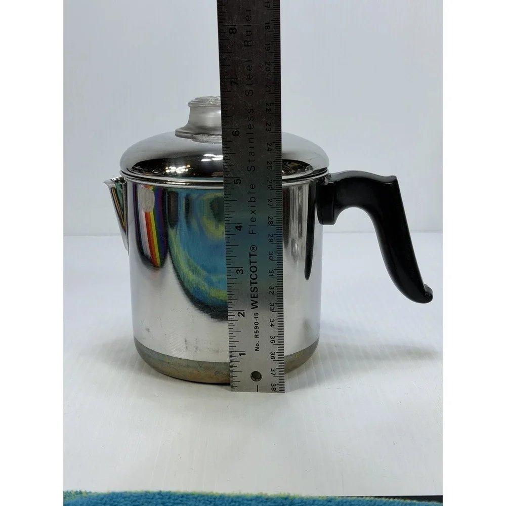 Vintage Revere Ware RARE 5 Cup Percolator Coffee Pot 83 Copper Bottom 1801 USA